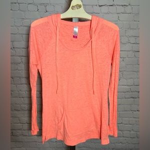 No Boundaries hooded light weight long sleeve top. Size: M (7-9) Peach/Orange.